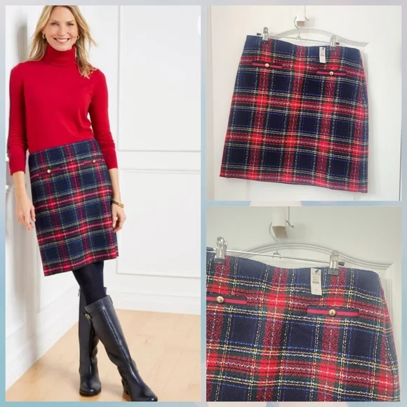 NWT Talbots Glee Plaid A- Line Skirt - Picture 2 of 7